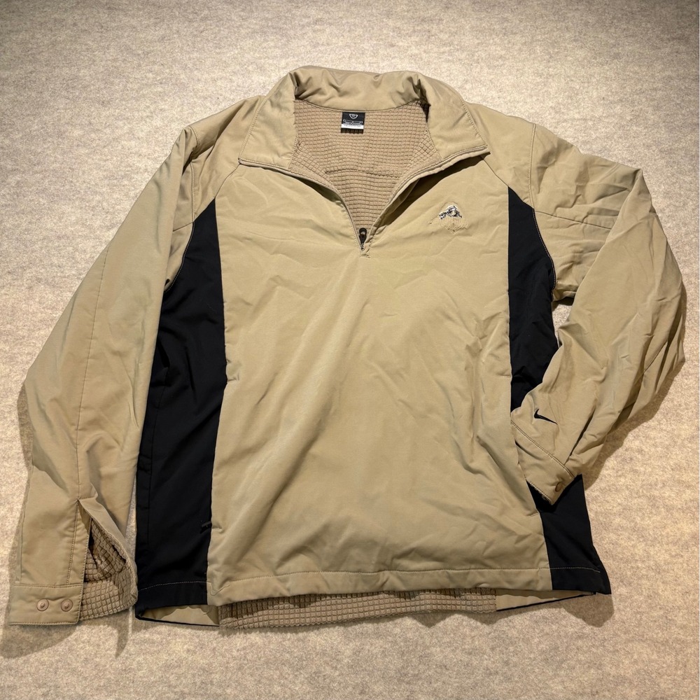 Nike Golf Storm-FIT 1/4 Zip Pullover Tan Black Mens Large Waffle Lined Jacket